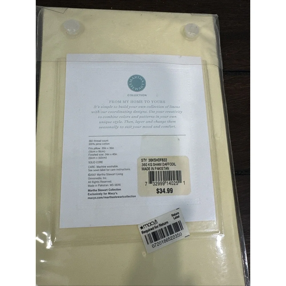 MARTHA STEWART 2007 Set - 2 King Shams & 2 Standard Pillow Cases Daffodil NWT
